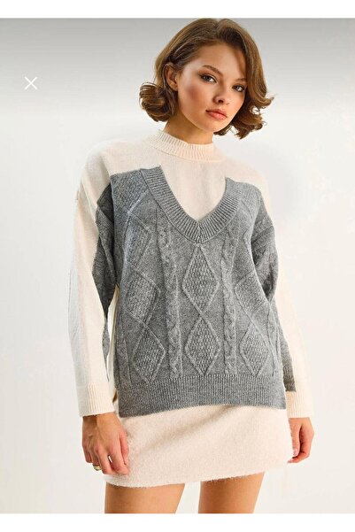 Lupies Women's Mink Two-Collar Knitwear Sweater