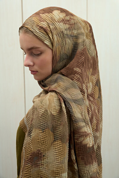 cs camellia scarf Frosted Bloom Muslin Shawl - Saffron