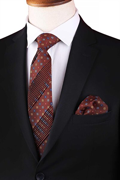 Kravatkolik Gelsomini Style Coffee Small Pattern Pleated Tie Crk90
