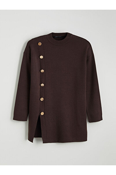 LC Waikiki LCW ModestKahverengi Bisiklet Yaka Kadın Triko Tunik