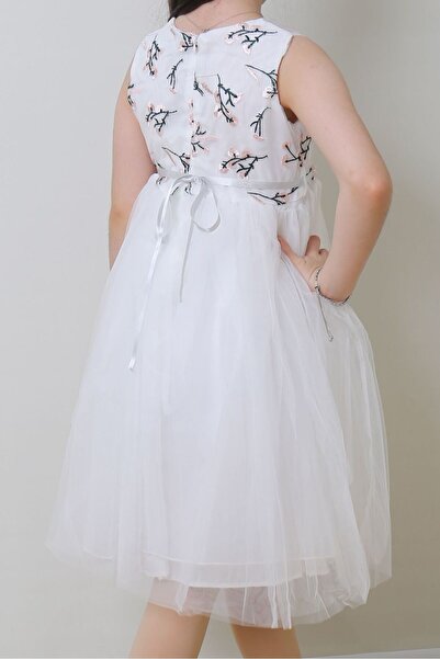 Generic Girls' dress with floral and branch embroidery