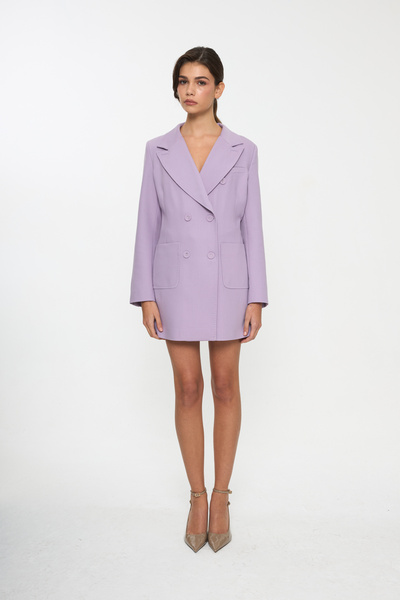 Tt Line Lila Kruvaze Punto Dikişli Ceket Elbise