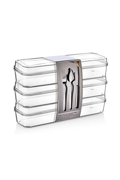 LeylArt Home 3-Piece Transparent Multi-Purpose Storage Box – Spoon, Makeup, Toothbrush, Pen Organizer Set