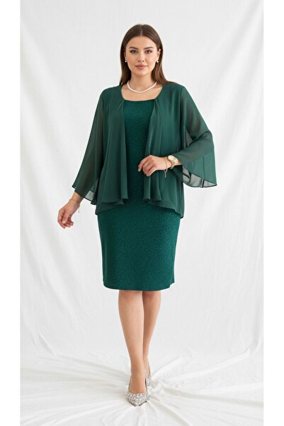 LİBREPRİVE Şifon Detaylı Midi Gece Elbisesi