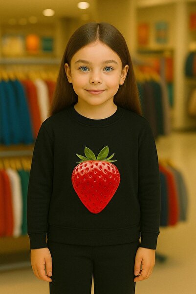 playwear Παιδικό βαμβακερό φούτερ με στάμπα φράουλας, σετ για ΗΛΙΚΙΕΣ 3-4-5-6...