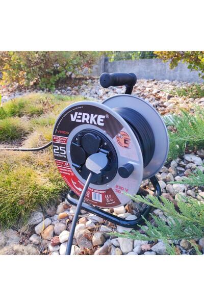 VERKE Cable extension roll with metal frame 25 meters 3 x 2.5 mm