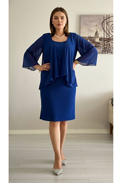 LİBREPRİVE Şifon Detaylı Midi Gece Elbisesi