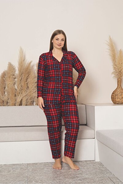 Asel Plus Size Buttoned Suede Pajama Set