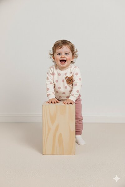 Le Touche Girl's Top and Bottom Set with Teddy Bear 3 Thread Winter Wear