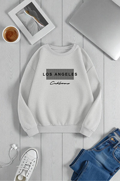 uyguntarz Unisex Los Angeles Design Printed Crew Neck Sweatshirt