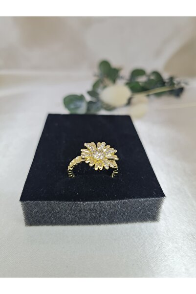 ZEYM COLLECTION خاتم من حجر الزركون موديل باباتيا قابل للتعديل باللون الذهبي