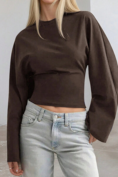 Tarz Cool Women's Long Sleeve Waist Fitted Blouse