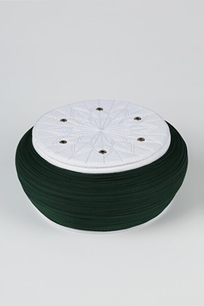 Sarıkhane Student Yellow - Green Fabric - White Headband - Round Wrap - Bird'...