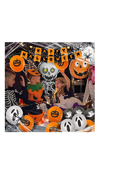 OEM Set 69 piese decoratiuni pentru Halloween, hartie, latex, multicolor
