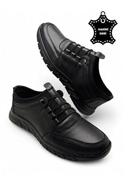 MAGIC SHOES Men's Genuine Leather Ultra Comfortable Orthopedic Sole Lightweight Transitional Black Casual Sports Shoes