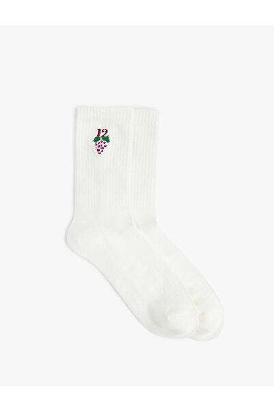 Koton New Year's Themed Embroidered Tennis Socks