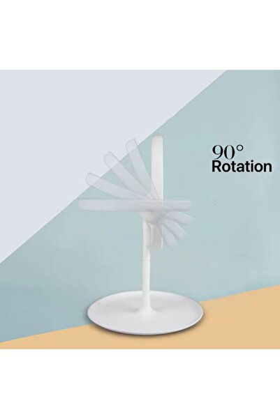 Noor Modern round mirror with LED lighting and a touch-operated base, white color, 17*17*29