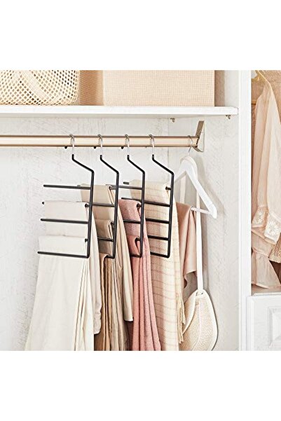 Talis Set of 4 hangers with 5 metal bars, Songmics, Black, 35x32x0.5 cm