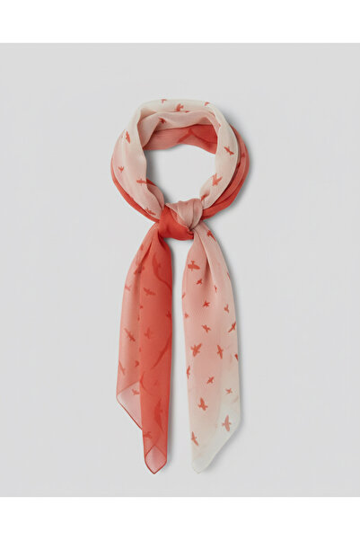 miremiran Fular bandana şifon kumaş 70x70 turuncu kuşlar deseni