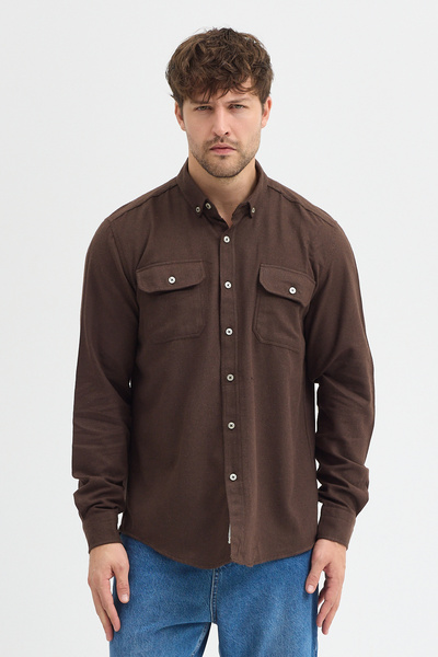 Cosplay Kaşmir Görünümlü Çift Cepli Regular Fit Uzun Kollu Erkek Gömlek