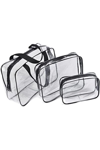 Margoun Toiletry Bag 3 Pack Clear Travel Bags for Toiletries Make Up Bag Cosmetic Organizer (Black)