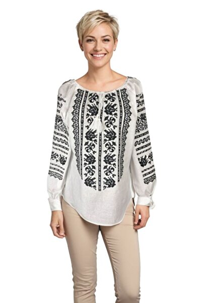 rody's forever Bluză de damă O25 alb/negru cristal, mărimea L