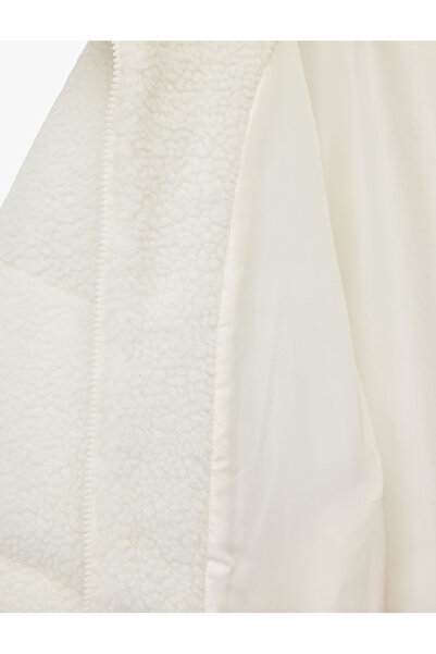 Koton guler ridicat Palton de pluș cu mânecă lungă și buzunar cu fermoar