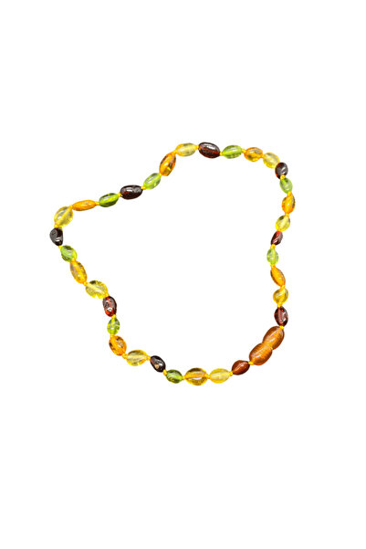 FM Baby Teeth Necklace with Oval Cut Natural Amber Stones |   Natural and Bright Design, Meaningful Gift