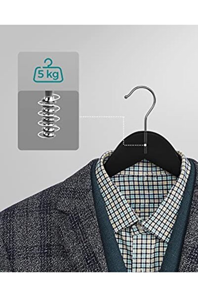 Talis Set of 20 wooden hangers, Songmics, Black, 44.5x23x1.2 cm