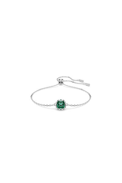 Swarovski Birthstone Bileklik, Kare kesim, Mayıs, Yeşil, Rodyum kaplama