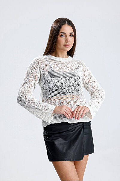 VARENZEA Lace-Like Knit Transitional Patterned Blouse Knitwear