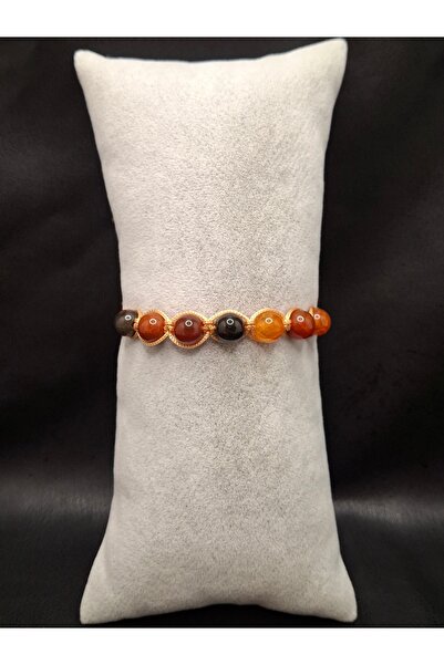 Han Ticarethane Natural Agate Stone Macrame Bracelet