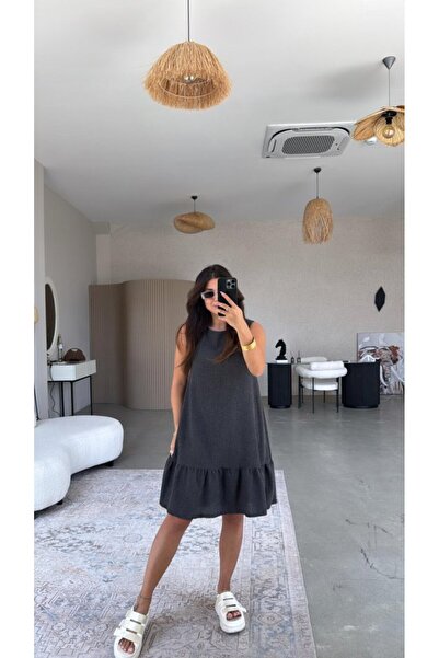 Lady Moss Women's Crew Neck Skirt Flounced Wrap Dress