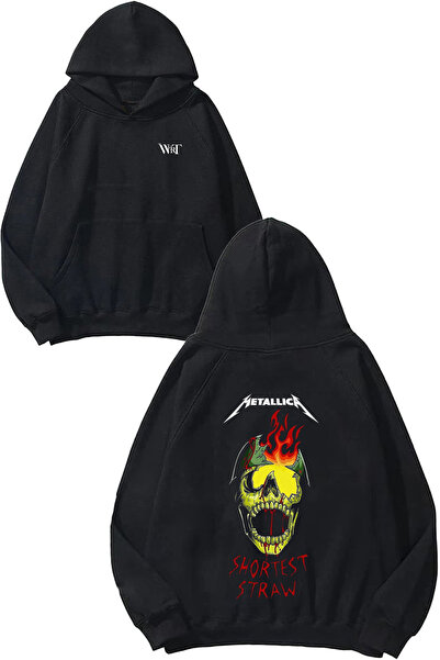 THEWERT Φούτερ Metallica Burning Skull Design με τύπωμα Μαύρο με κουκούλα