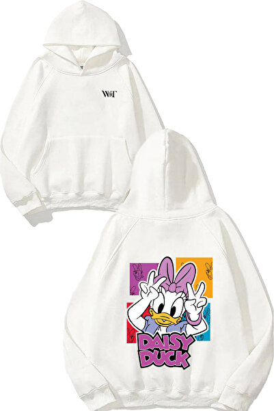 THEWERT Daisy Duck Design Spate cu imprimeu Alb cu glugă Swea tricou