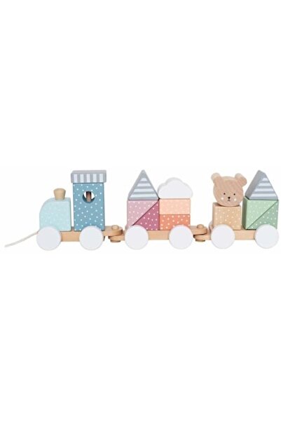 JaBaDaBaDo Pull-along wooden train with teddy bear and stackable blocks,