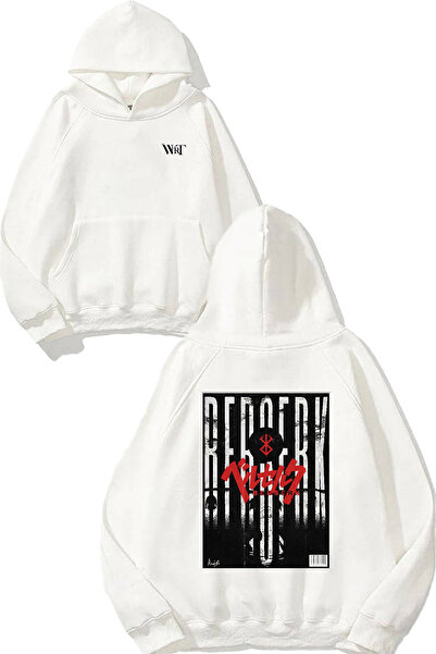 THEWERT سويت شيرت بيرسيرك بتصميم نص رمادي اللون مطبوع أبيض بغطاء رأس