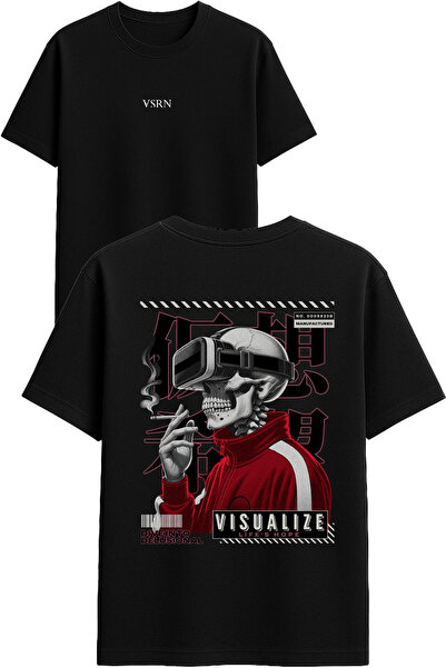 VSRN Μπλουζάκι Vr Alien Design με στάμπα, μαύρο, oversized