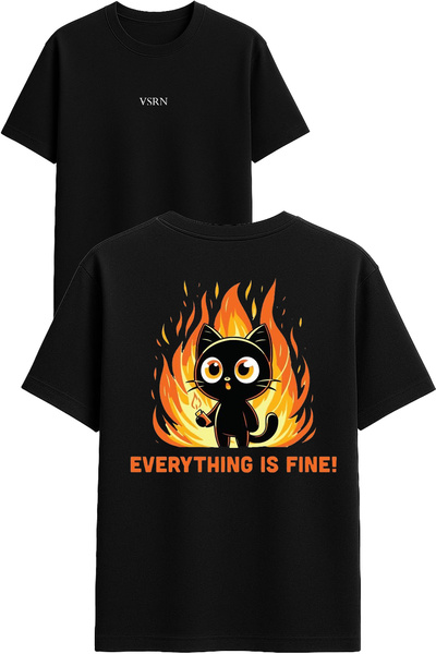 VSRN Μπλουζάκι Evertythıng Tasarım με στάμπα, μαύρο, oversized