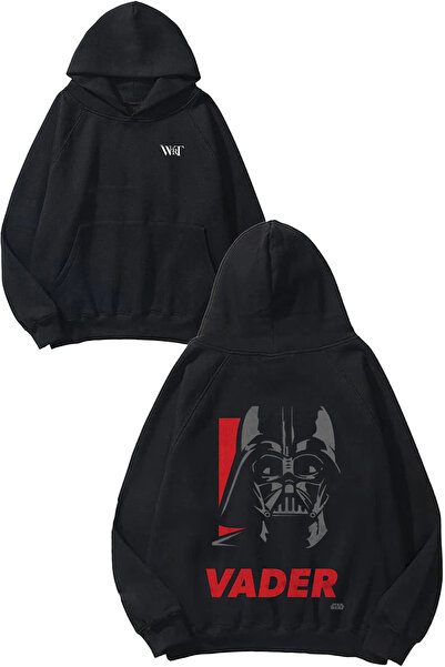 THEWERT Star Wars Vader Design Spate cu imprimeu Negru cu glugă Swea tricou