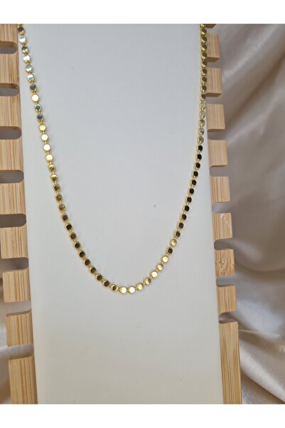 ZEYM COLLECTION Gold Color Steel Flake Chain Necklace – Shiny Disc Model Unisex (42 cm)