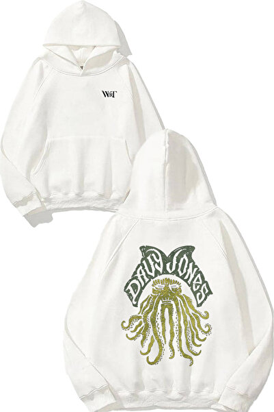 THEWERT Davy Jones Design Back Printed White Hooded Sweatshirt