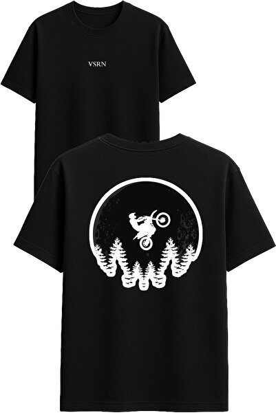 VSRN Tricou oversize negru cu imprimeu design "Motor movements"