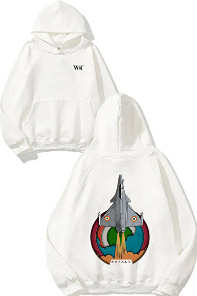 THEWERT سترة رافال فايتر جيت بتصميم الرسوم المتحركة مطبوع باللون الأبيض بغطاء رأس