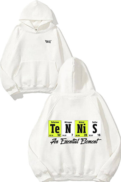 THEWERT Element Tennis Design Spate cu imprimeu Alb cu glugă Swea tricou
