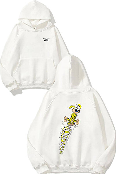 THEWERT Φούτερ Marsupilami Jumping Design Back με τύπωμα Λευκό με κουκούλα