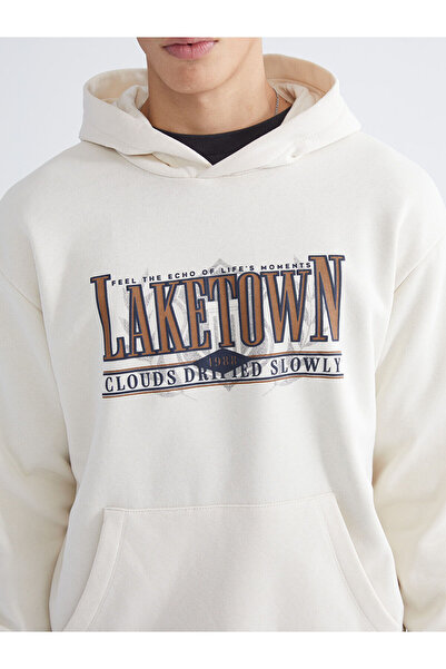 LC Waikiki με τύπωμα Ανδρικό χοντρό φούτερ με κουκούλα