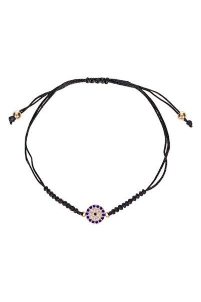 MYONNA IT & E- COMMERCE Brățară de damă - Limbajul bijuteriilor, șnur negru, strasuri aurii și albastre