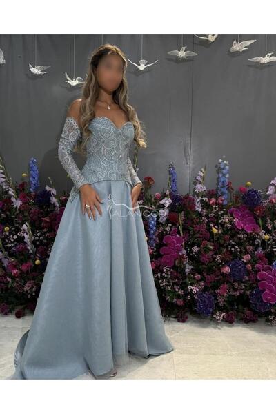 ALANOOD FASHION فستان سهرة دانتيل مع شك مطرز يدوي