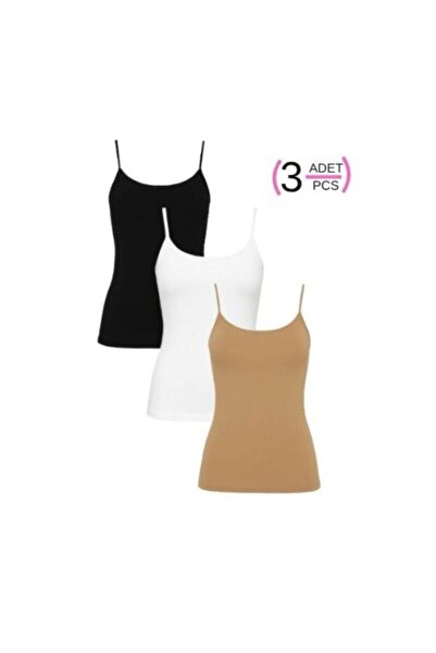 Muti Women's 3-Piece Economical Pack 1205 Thin Strap Basic Cotton Undershirt Set